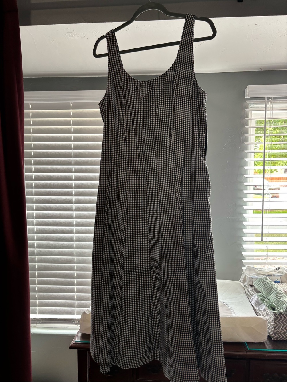 a new day Black and White Gingham Midi Dress